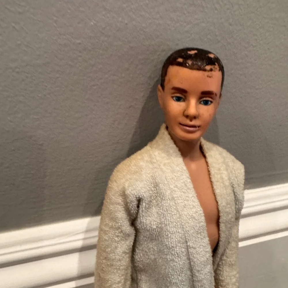 VINTAGE 1962 Mattel Barbie Ken Doll with Cream Robe Molded Crew Cut Collectors